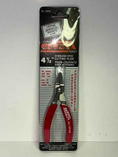 New Old Stock General Tools Made in Japan 4-1/2" Stainless Steel Flat Jaw Cutting Pliers