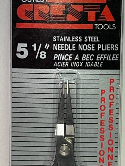 New Old Stock General Tools Made in Japan 5-1/8" Stainless Steel SMOOTH Jaw Needle Nose Pliers