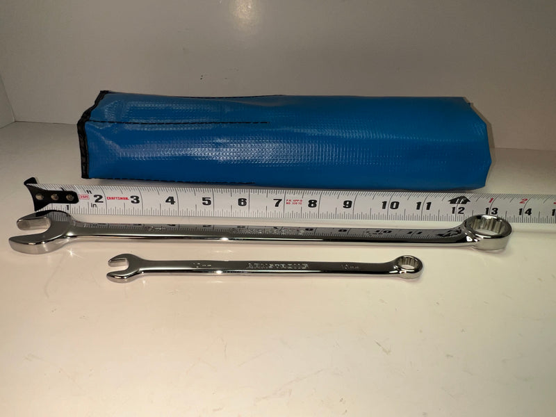 New Old Stock Armstrong 52-671 Extra Long Length Combination Wrench Set, 10 Pieces, 10 to 19 mm, Polished Chrome