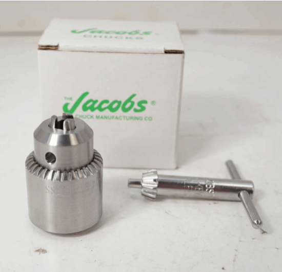 Jacobs Stainless Steel 1.1-7.4mm Capacity Drill Chuck w/ Key 3/8-24 Mount 