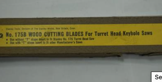 New Old Stock Stanley Wood Cutting KEYHOLE SAW  blade for Turret head saw. 175B USA Made