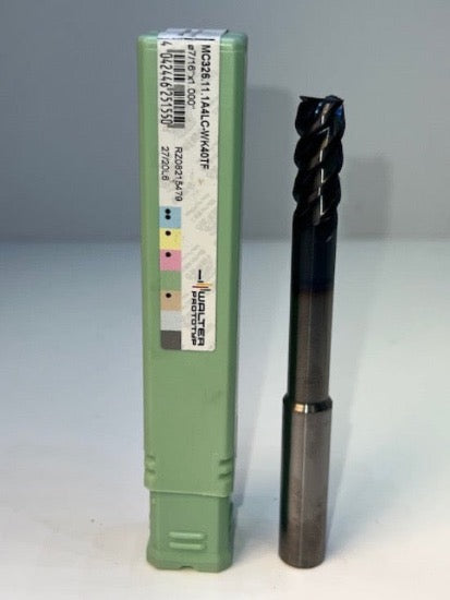 Walter-Prototyp 7/16" Long Reach 4 Flute Carbide End Mill 4-3/4" OAL , 1" LOC TiAlN 