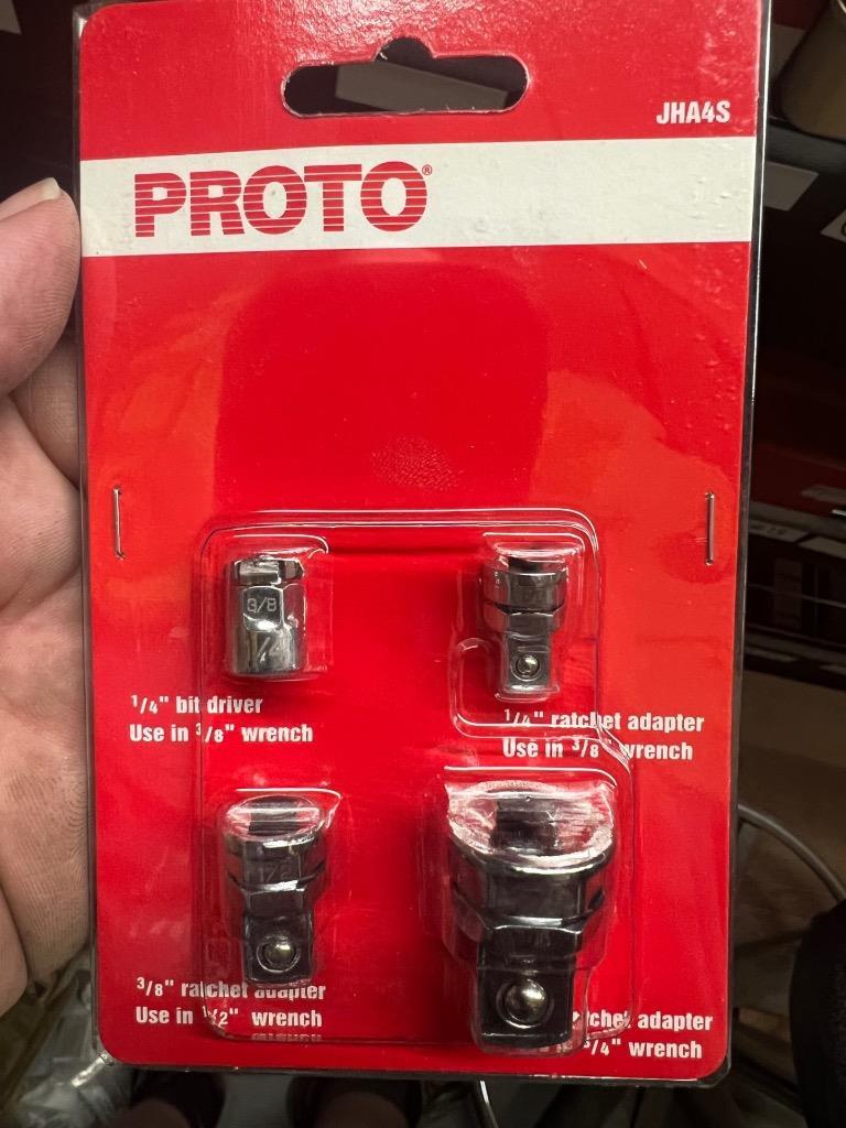 New Proto 4 Piece Ratcheting Wrench Ratchet Adapter Set Fractional JHA4S - Cardon Tools