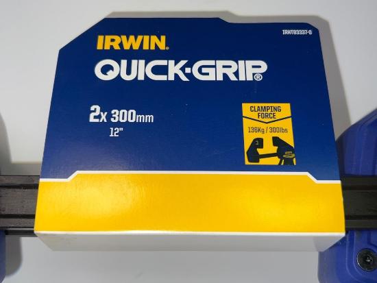 Pair Irwin QUICK-GRIP 12" Trigger BAR CLAMP / SPREADER 300LBS Clamping Force - Cardon Tools