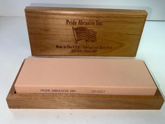  Pride Abrasives USA Made CERAMIC 220x Water Stone with CHERRY Wood  Box