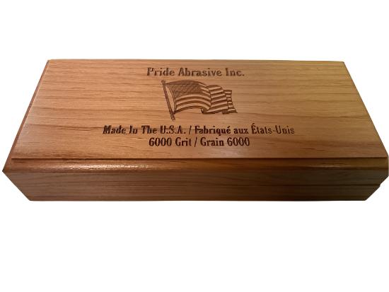  Pride Abrasives USA Made CERAMIC 6000x Water Stone with CHERRY Wood  Box