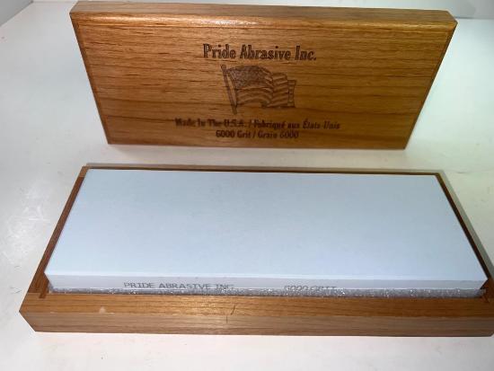  Pride Abrasives USA Made CERAMIC 6000x Water Stone with CHERRY Wood  Box