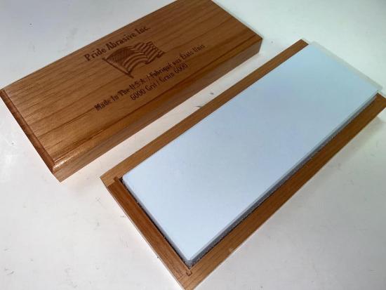  Pride Abrasives USA Made CERAMIC 6000x Water Stone with CHERRY Wood  Box