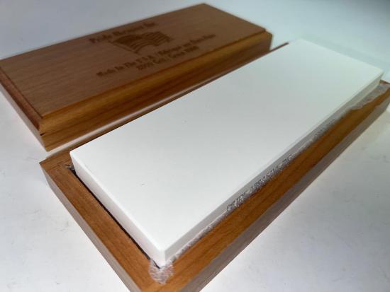 Pride Abrasives USA Made CERAMIC 8000x Water Stone with CHERRY Wood  Box