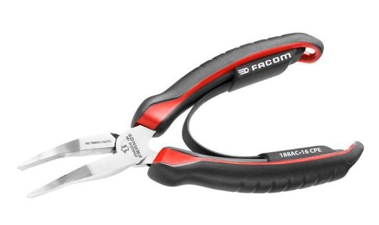 New FACOM France 40 Degree Angle Flat Nose Serrated Tip Pliers C/W Return Spring - Cardon Tools