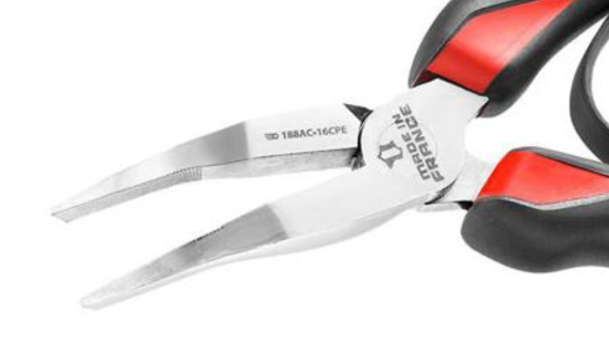 New FACOM France 40 Degree Angle Flat Nose Serrated Tip Pliers C/W Return Spring - Cardon Tools