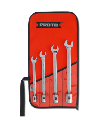 New PROTO 4 Piece Flex-Head Wrench Set - 12 Point 7/16" , 1/2", 9/16", 5/8" - Cardon Tools