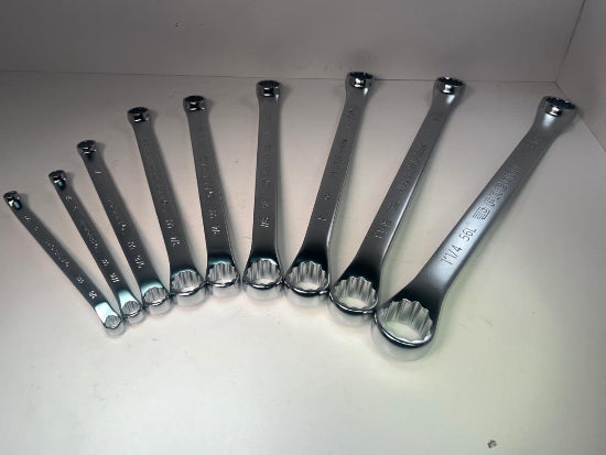 Facom 56L Series 9pc 10° Offset LONG Box End SAE Wrench Set 5/16" to 1-1/4"