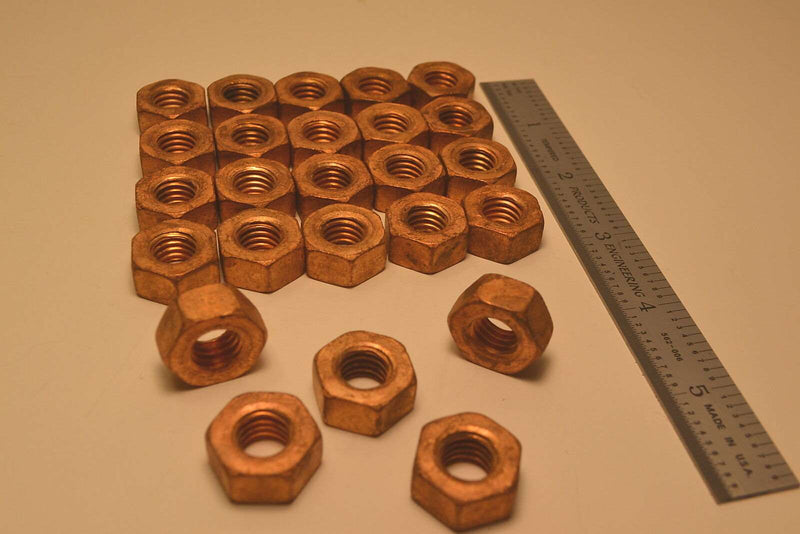 25 New Old Stock 7/16-14 tpi Silicone Bronze 3/4" accross Flats Finished Hex Nuts