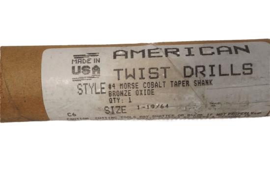 NEW American Twist Drill USA Made 1-19/64" COBALT  4mt Taper Shank Drill Bit