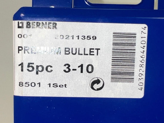 15pc BERNER Germany PREMIUM Metric 3-10mm Hss Bullet Point Drill Bit Set c/w STEEL BOX