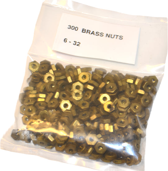 300 piece BULK LOT BAG of New Old Stock 6-32 Hexagon Brass Nuts 4 Live Steam Machinists *FIXED* - Cardon Tools