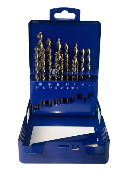 15pc BERNER Germany PREMIUM Metric 3-10mm Hss Bullet Point Drill Bit Set c/w STEEL BOX