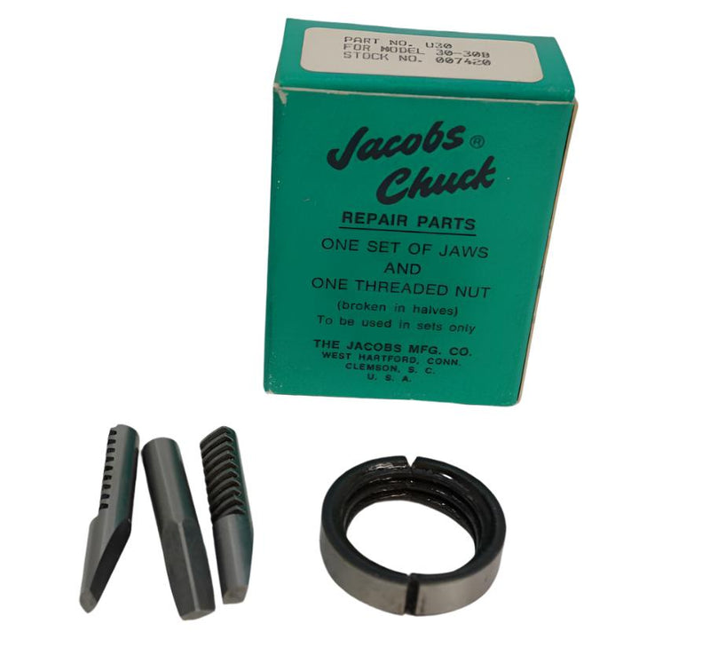 New Old Stock Jacobs USA U30 Jaws & Threaded Nut Repair Kit for 30-30B  Drill Chuck