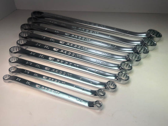 Facom 56L Series 9pc 10° Offset LONG Box End SAE Wrench Set 5/16" to 1-1/4"