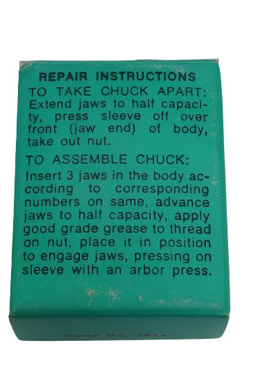 New Old Stock Original Jacobs U1 Jaws & Threaded Nut Repair Kit for 1-1B Drill Chuck. USA