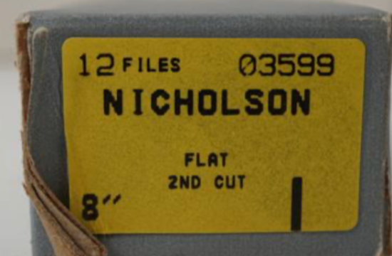 New Old Stock  Nicholson 8" Flat Second Cut File. USA Made