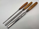 Vintage 3 pc Set Ashley Illes UK Made Paring Incannal Gouges with Boxwood Handles - Cardon Tools