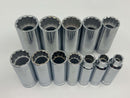 New Old Stock 12 p Set SK S-K USA Made SuperKrome 1/2" Dr. Deep Socket Set 3/8" - 1-1/4" - Cardon Tools