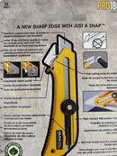 Discontinued OLFA Japan PRO18mm HEAVY-DUTY Snap-Off Knife with Flat Cutting Base and Depth Stop CL9021 - Cardon Tools