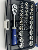 New Old Stock EXPERT by FACOM E031811 - 3/8" Drive 34pc Metric and Imperial Ratchet / Socket set 6pt - Cardon Tools