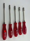 RARE New Old Stock WIHA WEST- GERMANY 5pc METRIC Nut DRIVER Set c/w CHERRY Red Acetate Handles - Cardon Tools
