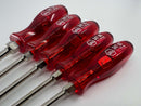 RARE New Old Stock WIHA WEST- GERMANY 5pc METRIC Nut DRIVER Set c/w CHERRY Red Acetate Handles - Cardon Tools