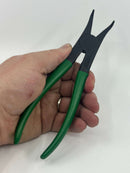 New Old Stock 7" Lindstrom Sweden 2411 D 70 90-Degree Angled Circlip Pliers for External Circlips on Shafts, Forged Tip - Cardon Tools