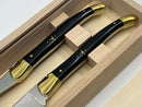 New Old Stock Laguiole Made in France Ebony Handled Carving Boxed Presentation Set - Cardon Tools