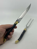 New Old Stock Laguiole Made in France Ebony Handled Carving Boxed Presentation Set - Cardon Tools