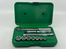 New Old Stock USA Made SK S-K Tools SuperKrome  11pc 3/8" Drive Ratchet & 6pt  Socket Set - Cardon Tools