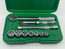 New Old Stock USA Made SK S-K Tools SuperKrome  11pc 3/8" Drive Ratchet & 6pt  Socket Set - Cardon Tools