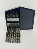 New Old Stock  USA made 26pc 135˚  Split Point M42 Cobalt Drill Bit Set with Heavy Duty Gold Finish - Cardon Tools