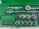 New Old Stock SK Tools USA made SUPERKROME 23 pc 1/2" Socket Set IMPERIAL - Cardon Tools