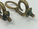 Pair of Unusual Antique Solid Brass Heavy Horse Harness Curly Cue Fittings 5-3/8" Overall
