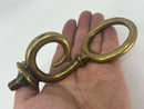 Pair of Unusual Antique Solid Brass Heavy Horse Harness Curly Cue Fittings 5-3/8" Overall