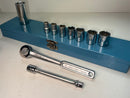 New Old Stock CRESCENT Tool USA Made 10pc  3/8"LIFE-TIME Socket Set c/w Metal Box - Cardon Tools