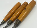 Vintage 3 pc Set Ashley Illes UK Made Paring Incannal Gouges with Boxwood Handles