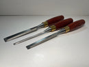 Pristine ASHLEY ILES England 3 piece Bevel Edge Chisel Set 1/4", 1/2" & 3/4" 