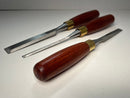 Pristine ASHLEY ILES England 3 piece Bevel Edge Chisel Set 1/4", 1/2" & 3/4" 
