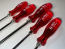 New Old Stock WIHA WEST- GERMANY 5pc SLOT & PHILLIPS Screwdriver Set c/w CHERRY Red Acetate Handles
