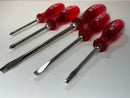 New Old Stock WIHA WEST- GERMANY 5pc SLOT & PHILLIPS Screwdriver Set c/w CHERRY Red Acetate Handles