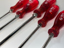 New Old Stock WIHA WEST- GERMANY 5pc SLOT & PHILLIPS Screwdriver Set c/w CHERRY Red Acetate Handles