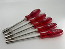 RARE New Old Stock WIHA WEST- GERMANY 5pc METRIC Nut DRIVER Set c/w CHERRY Red Acetate Handles 