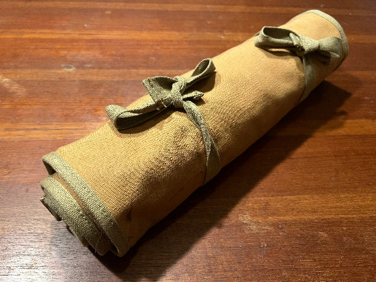 New Old Stock  1950's Vintage Heavy Duty Canadian Military Canvas and Leather Tool Roll